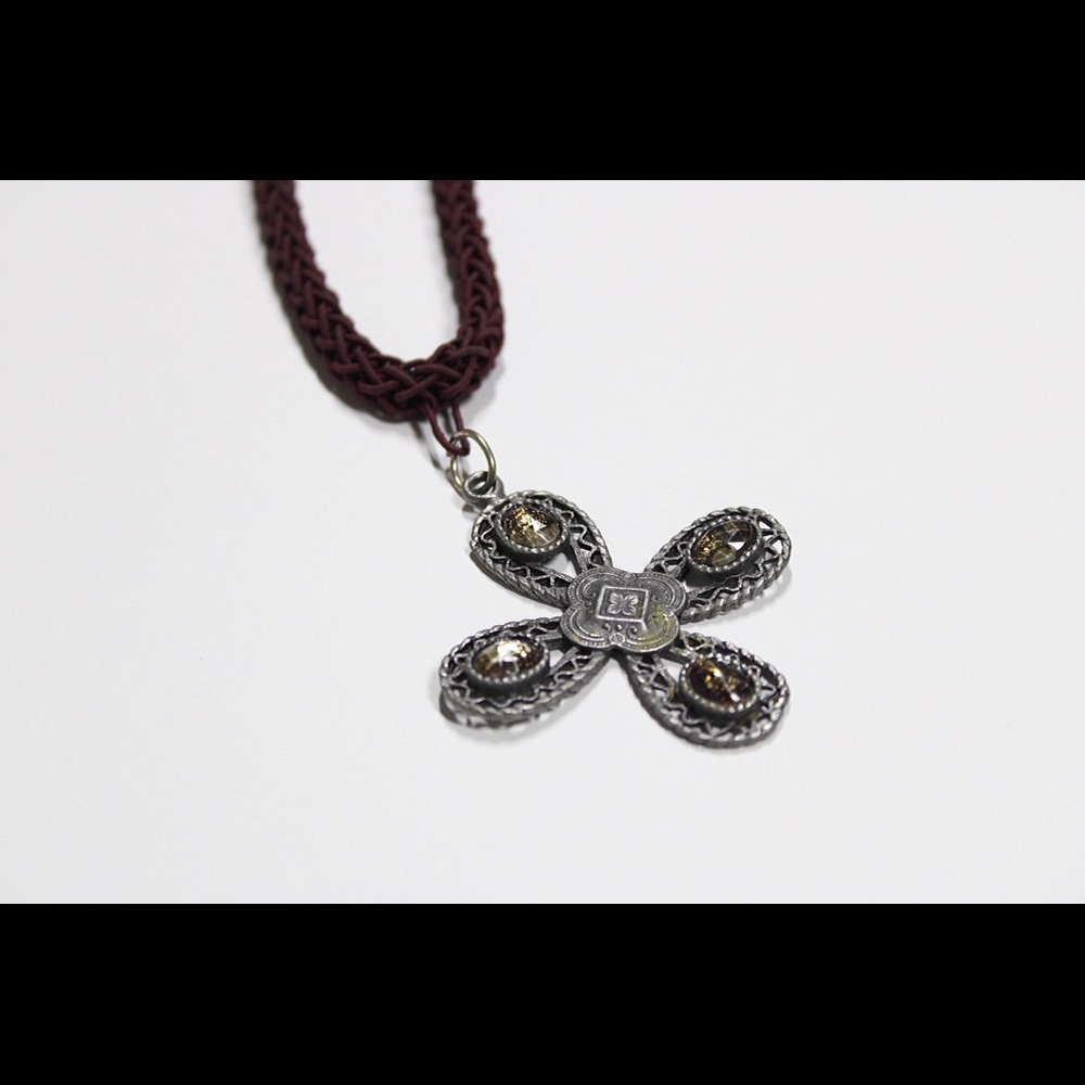 Antique Iron Cross Pendant Necklace